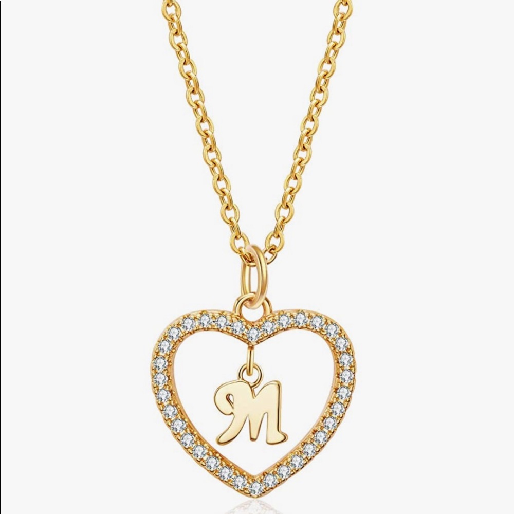 HolyFast Initial M Heart Necklace  Heart LetterName